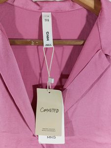 Mango Brand Pink Plain Casual Top (Women)