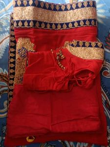 Red & Gold Embroidered Saree