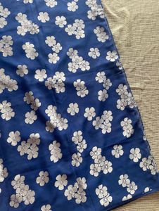 Blue And White Floral Print Saree