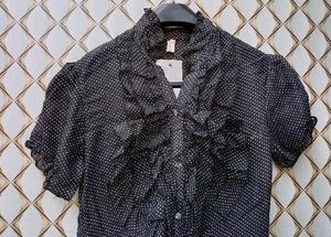New With Tag Polka Dot Korean Ruffled Neck Shirt