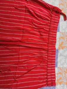 Red With White Strip Straight Palazzo For Daily U
