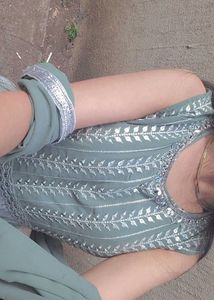 Olive Green Embellished Dress