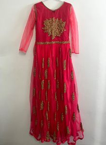 Peach &amp; Gold Embellished Dress
