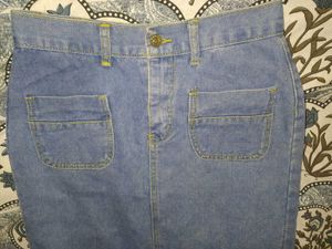 Denim A-Line Midi Skirt