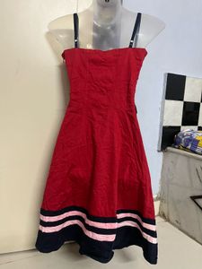 Yk21 Red Flared Pincess Designer One Piece