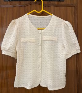 Off White Puff Sleeve Top