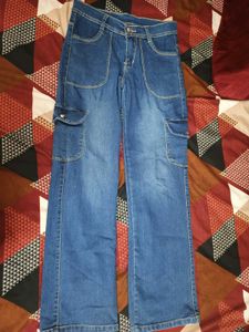 Cargo Wide Leg Denim Jeans