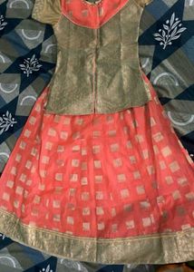 Peach & Gold Lehenga Set