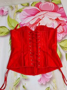 (1300)Red Velvet Corset Top