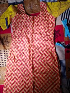 Mustard &amp; Red colors Kurti