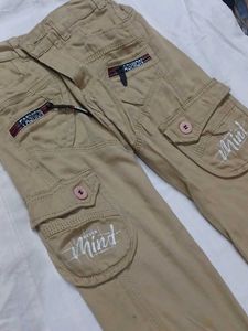 Kids Beige Cargo Pants