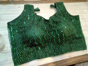 Green Net &amp; Sequins Blouse
