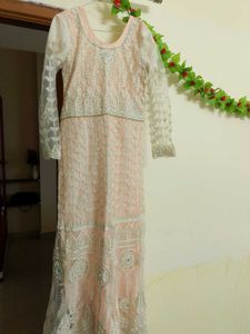 Traditional 🌸💮Peach Colour Embroidery LongFrock