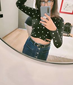 Polka Dot Tie-Front Top