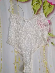 (1119)White Lace Bodysuit