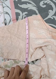 Peach Colour Thread Work Dress