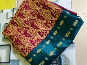 Beautiful Rama Green Jari Work Saree