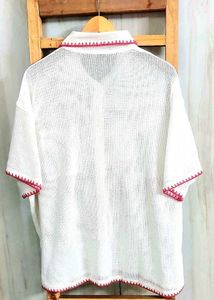Cute Embroidered Crochet Trim Top size-48