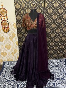 Elegant flairy  Purple Lehenga