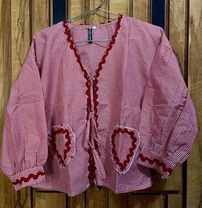 Red Gingham Heart Pocket Top
