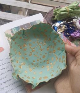 Handmade Trinket Dish - Turquoise &amp; Golden Color ✨