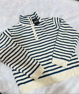 Korean Knit High Neck Zip Sweater