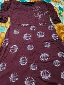 Maroon Printed Casual Dress