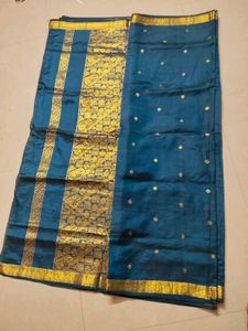 Elegant Blue &amp; Gold Saree