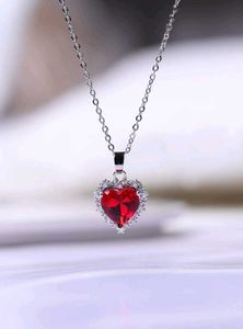 Elegant Red Crystal Heart Necklace