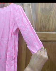 Pink Kurti With Beautiful Print