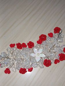 Red Rose Crystal Hair Vine