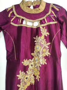 Burgundy Embroidered Gown