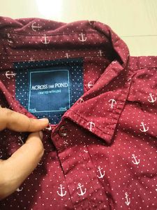 Maroon Anchor Print Shirt