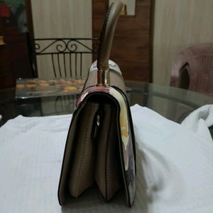 Beige Floral Handbag
