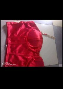 Red Satin Chain Corset Top