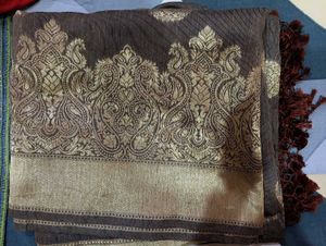 Beautiful Brown Saree With Blouse For Women