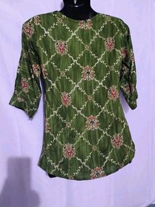 Green Printed Top