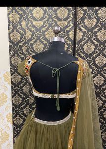 Olive Green Embellished Lehenga