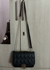 Black Quilted Gold Chain Bag