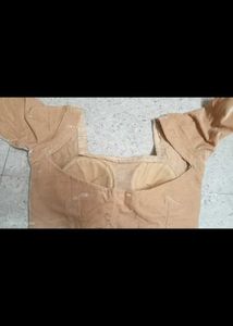 Tan Blouse with Short Sleeves