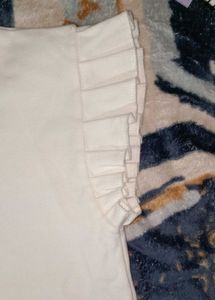 White Ruffle Sleeve T-Shirt