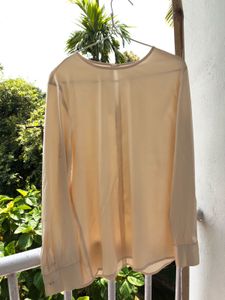 Elegant Silk Cream Long Sleeve Blouse