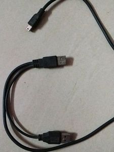 USB 2.0 DUAL Power Y Shape 2 x Type A TO Mini B Ca