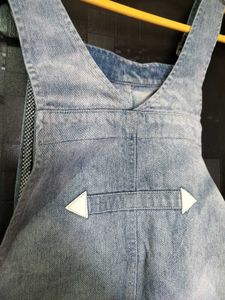 Denim Overall Dress with London Patch