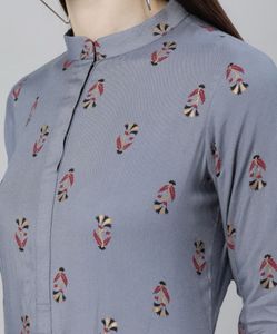 Gray Blue Printed Kurti