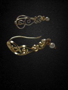 Handmade Gold Wire Earrings with Pearl Drops