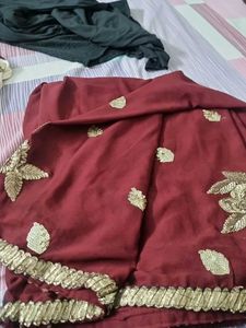 Maroon Embroidered Saree