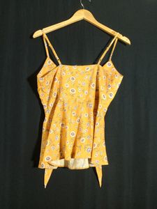 Faballey Yellow Floral Printed Western Top(women&#39;s)