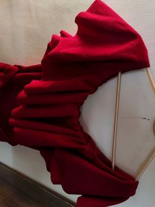 Red Off-Shoulder Ruffle Dress