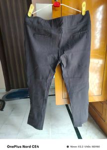 Dark Brown Casual Pull-On Pants